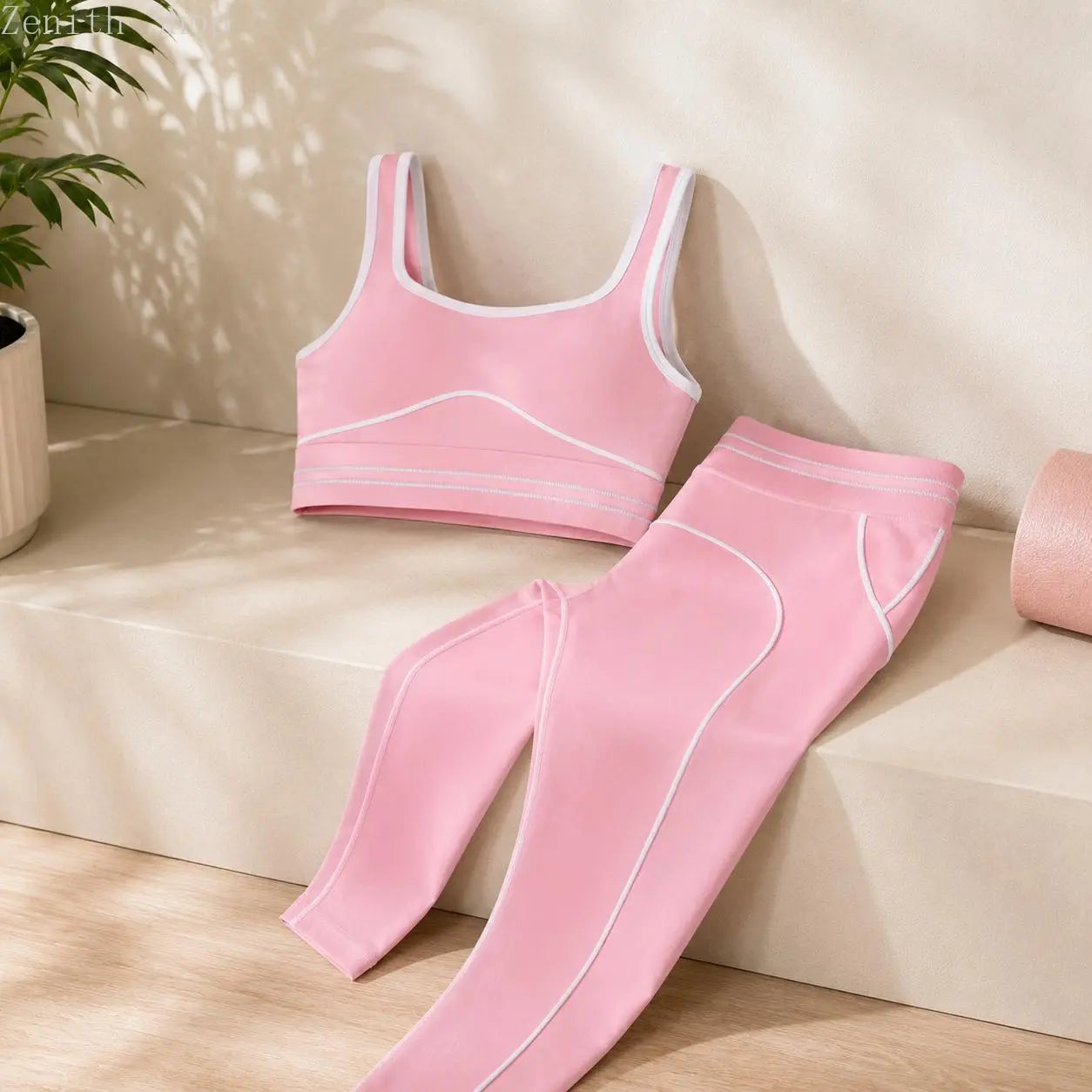 Women's High-Waisted Athletic Yoga Pants Set - Modern Fitness Apparel for Gym and Outdoor Activities