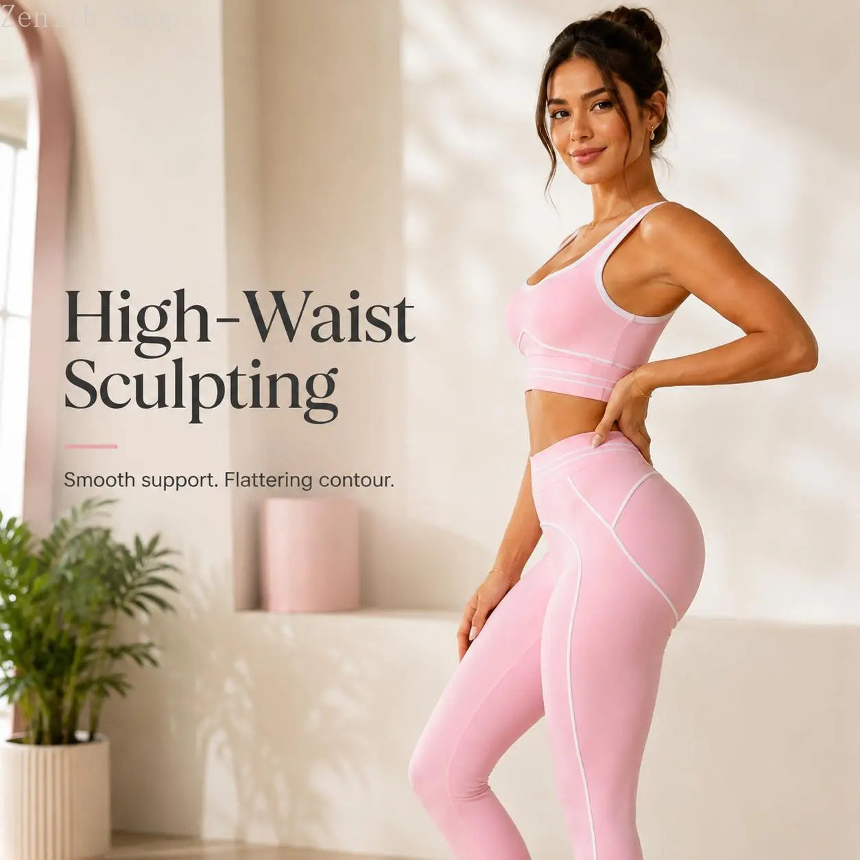 Women's High-Waisted Athletic Yoga Pants Set - Modern Fitness Apparel for Gym and Outdoor Activities