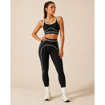 Women's High-Waisted Athletic Yoga Pants Set - Modern Fitness Apparel for Gym and Outdoor Activities