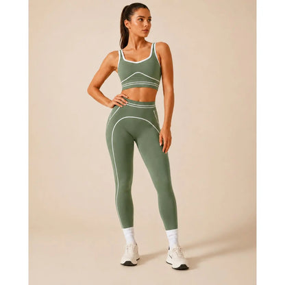 Women's High-Waisted Athletic Yoga Pants Set - Modern Fitness Apparel for Gym and Outdoor Activities