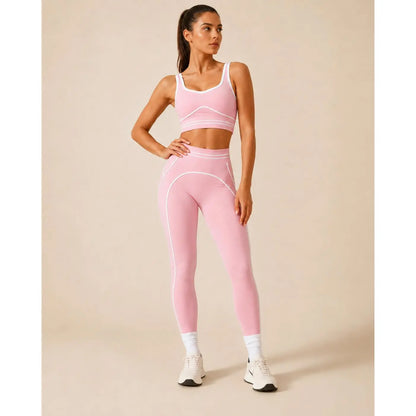 Women's High-Waisted Athletic Yoga Pants Set - Modern Fitness Apparel for Gym and Outdoor Activities